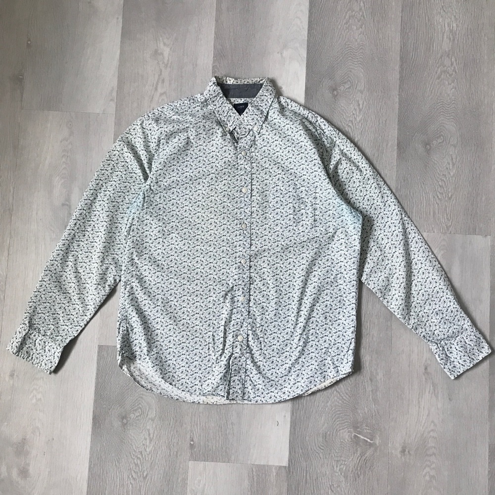 J CREW BLUE FLORAL SHIRT BUTTON LONG SLEEVE MENS LARGE